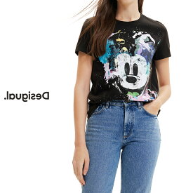 セール SALE 40%OFF Desigual デシグアル レディースファッション Tシャツ 半袖 ミッキーマウス Disney ピンク・モロ PinkMorro カジュアル インポート 30代/40代/50代 S/M/L/XL/XXL ブラック