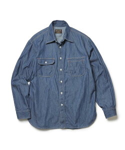 MR.OLIVE / 6oz DENIM / BLEACH WASH SERVICEMAN SHIRT / �~�X�^�[�I���[�u / 6�I���X�f�j��/�u���[�`�E�H�b�V�� �T�[�r�X�}���V���c