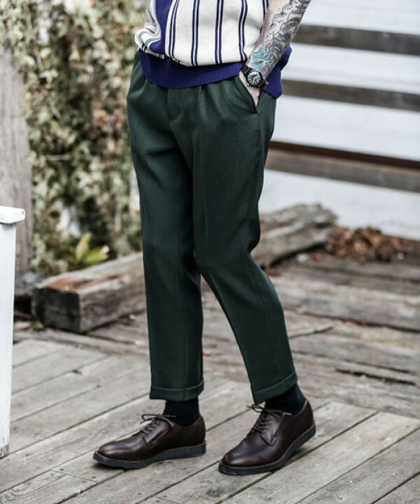楽天市場】【SALE】MR.OLIVE / RETRO POLYESTER TWILL / ONE PLEATS 