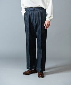 MR.OLIVE / 10oz ALL SEASON DENIM / BELTED WIDE STRAIGHT PANTSミスターオリーブ/10oz オールシーズンデニム/ベルテッドワイドテーパード ストレートパンツ