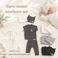 【peekaboo-newborn】Nuvo mono newborn set 新生児 退院着 モノクロ ポンポン ベビー帽子 男の子 出産祝…