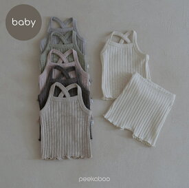 【peekaboo-baby】Wingo baby set　バッククロスキャミソール　インナー　見せキャミ　ベビーフォト　ルームウェア　セットアップコーデ　韓国子供服　韓国こども服