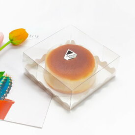 【ケーキ箱】[韓国産]透明チーズケーキタルトペットケーキ箱（高さ6cm）(トレー付き)韓国雑貨 ケーキ ラッピング 業務用 韓国 ケーキ プレゼント オリジナル お誕生日 透明 ピンク シンプル 手作り お祝い 結婚祝い オリジナルケーキ