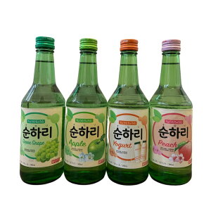 スナリ韓国焼酎4種類1本ずつ青アップルピーチ桃グレープマスカットヤクルトヨーグルト青りんごさわやか飲みやすい韓国チャミスル飲み比べセット