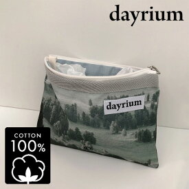 dayrium(デイリウム) ジッパーポーチ 横型/グリーンベイ K-POUCH K-pouch K-ポーチ ポーチ 韓国雑貨 韓国小物 化粧ポーチ 旅行ポーチ ファブリックポーチ 韓国 綿100％ コットン【0005】【楽天海外通販】