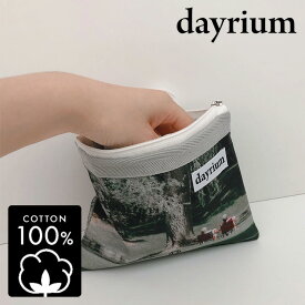 dayrium(デイリウム) ジッパーポーチ 横型/今ここに K-POUCH K-pouch K-ポーチ ポーチ ジッパーポーチ 韓国小物 化粧ポーチ 旅行ポーチ ファブリックポーチ 韓国 綿100％ コットン【dayrium正規品】【0005】【楽天海外通販】