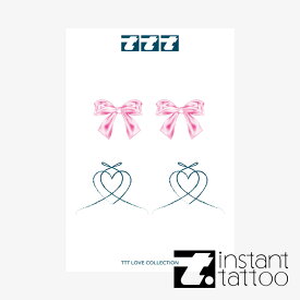 インスタントタトゥー 23SS新作 TTTシリーズ リボンツインズ (Ribbon Twins) タトゥーステッカー タトゥーシール インスタントタトゥー リボン ハート ロック 可愛い フェス イベント 海 プレゼント おしゃれ 【Instant tatoo 正規品】【0001】