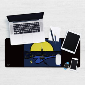 Nソウルタワー ブルーソレイヤー 作家デザイン ロングマウスパッド デスクマット 滑り止め 防水 韓国文具 おしゃれ 北欧風 在宅ワーク プレゼント