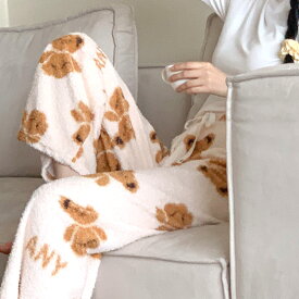 3_26_03 サンダミロ もこもこキャラクター ルームパンツ ワイドタイプ パジャマパンツ レディース メンズ 冬用 部屋着 ボトムス 暖かい ふわもこ キャラクターグッズ ユニセックス かわいい リラックス ルームウェア