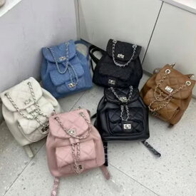 3_142_01 アミューズべべ クオルティング モンディチェーンバックパック 6色 キルティングバッグ チェーンバッグ バックパック リュック レディース ミニリュック カジュアルバッグ フェイクレザー デニムバッグ 韓国ファッション 韓国バッグ 韓国トレンド