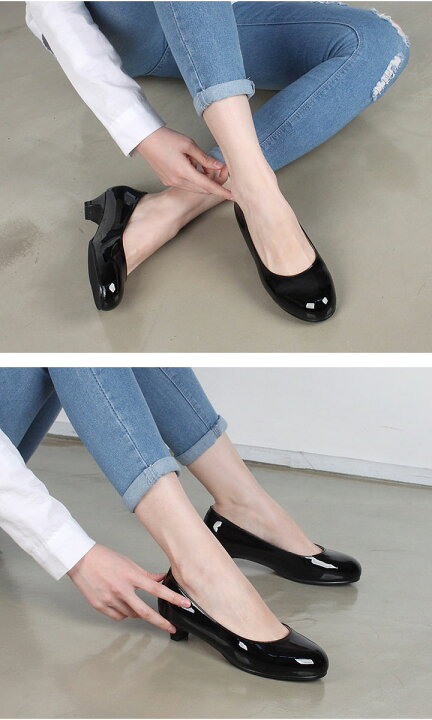 楽天市場 ポイント5倍 3色ローヒールパンプス レディース パンプス 女性 シューズ エナメル パンプス 滑り止め シューズ 音防止 靴 レディース シューズ 女性 パンプス カツカツ防止 シューズ ローヒール パンプス エナメル シューズ ヒール パンプス 女性 靴 22 5