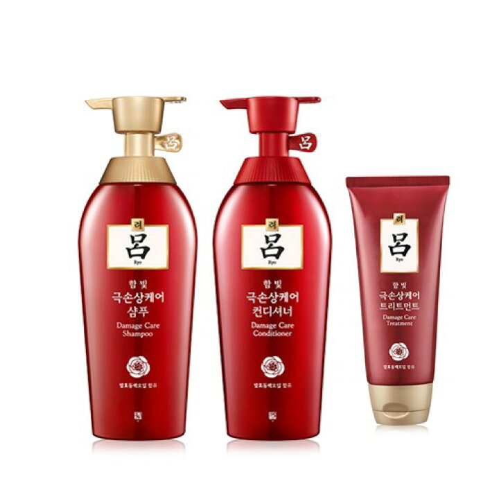 楽天市場 リョ 呂 赤 ハンピッ ダメージケアシャンプー400ml コンディショナー400ml トリートメント180ml ３点セット 含光毛損傷ケア 醗酵椿オイル ぱさつく髪 つや髪 毛根強化 Koreavoce