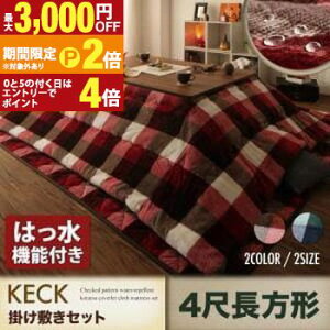 【最大3,000円OFFクーポン有!30日限定 PT2倍!】送料無料 チェック柄はっ水こたつ布団2点セット 4尺長方形 掛け布団+敷き布団 | こたつ こたつ布団 こたつ掛け布団 こたつ敷布団 長方形 セッ