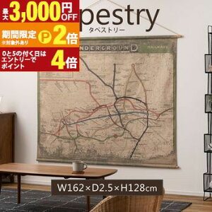 【最大3,000円OFFクーポン有!25日限定 PT2倍!】タペストリー | 壁掛け 路線図 天然木 インテリア雑貨 幅162cm 店舗 ショップ 東谷 アンティーク風 レトロ ロンドン 地下鉄 インテリア LONDON 地図