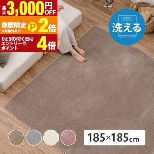 【最大3,000円OFFクーポン有!30日限定 PT2倍!】洗えるラグ オシャレ ラグ 洗える 2畳 185×185 ラグマット 2畳用 おしゃれ ふわふわ カーペット ラグカーペット 可愛い 床暖房 オールシーズン 床