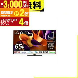 【最大3,000円OFFクーポン有!30日限定 PT2倍!】全国設置無料 LG 有機ELテレビ OLED65G4PJB | LG Electorinics Japan 65V型 4K対応 BS 4Kチューナー内蔵 YouTube対応 Netflix対応 ブラック