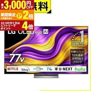 【最大3,000円OFFクーポン有!30日限定 PT2倍!】全国設置無料 LG 有機ELテレビ OLED77G5PJB | エルジー LG Electorinics 77V型 4K対応 BS 4Kチューナー内蔵 YouTube・Netflix対応 ブラック