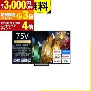 �S���ݒu���� ���O�U �t���e���r 75ZX3S | REGZA 75V�^ 4K RGB Mini LED�t���e���r �d�ቹ���̉��� ZX�̗p�y�ő�3,000�~OFF�N�[�|���z�z���b25��P3�{�z