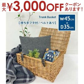 【最大3000円OFFクーポン※スーパーSALE】トランク バスケット フタ付き ベルトあり Lサイズ | かごバスケット カゴバッグ かごバッグ ピクニック 収納かご 収納バスケット 収納 北欧風 小物入れ おしゃれ 小物収納 柳バスケット 持ち手付き かご ピクニックバスケット