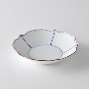 間取(青)花型深皿 16cm 手書き 波佐見焼 洸琳窯 中皿 取り皿 染付