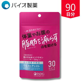 葛の花由来イソフラボン配合 機能性表示食品 ウエストアシスト 90日分 3袋 お腹の脂肪 腰回りサポート サプリ 国内製造 医師監修 劉勇 りゅうゆう