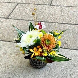 【お正月ピック付き！】お正月 アレンジメント おまかせ 縁起物 華やか 生花 アレンジメント お正月 正月 迎春 玄関 リビング お正月飾り 正月飾り お正月の花 アレンジ おしゃれ プレゼント ギフト 贈り物 フラワー