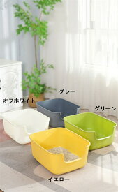 猫トイレ 大型 かわいい オープンタイプ 飛び散り防止 一体成形 お掃除ラクラク シンプル 砂散り軽減 多頭飼い ねこ ネコ 快適 清潔 使いやすい