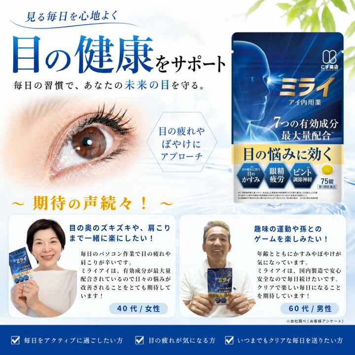 楽天市場】【第三類医薬品】ミライ アイ内用薬 最大量配合 眼精疲労 目 