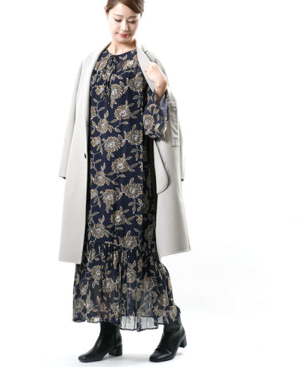 楽天市場 Ne Quittez Pas ヌキテパ レーヨン フラワープリント ギャザードレス ロングワンピース Rayon Ggt Flower Print Gather Sleeve Dress レディース 小三郎商店
