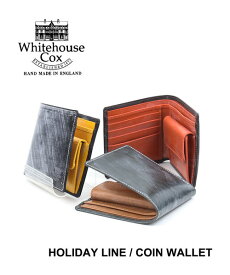 【6/11 1:59までポイント10倍】Whitehouse Cox(ホワイトハウスコックス)ブライドルレザー ホリデーライン コンビカラー 二つ折り財布 ミニ財布 ミニウォレット・S7532-H-1832202(メンズ)(レディース)