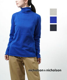 【30%OFF】ニコルソン&ニコルソン nicholson&nicholson ニット 長袖 タートルネック ハイネック トップス コットンニット オーガニックコットン 日本製 薄手 カジュアル ナチュラル シンプル かわいい・AGNES-3552302(レディース)