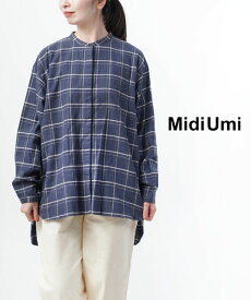 【20%OFF】ミディウミ Midi-Umi フランネルチェック ワイドシャツ・4-738607-1262102(レディース)
