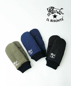 【クーポン対象外】イルビゾンテ IL BISONTE ミトン 手袋 グローブ 正規品 冬 ブラック カーキ ネイビー ユニセックス 防寒 指出し ナイロン フリース コンビ ギフト プレゼント・54242309282-0062402