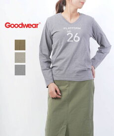 【5/23 20時からポイント10倍】BCB別注*グッドウェア GOODWEAR コットン Vネック 長袖 カットソー Tシャツ PLATFORM TIME 杢V-NECK L/SL T・NGW1151G1265-0342001(メール便可能商品)[M便 5/5](メンズ)(レディース)