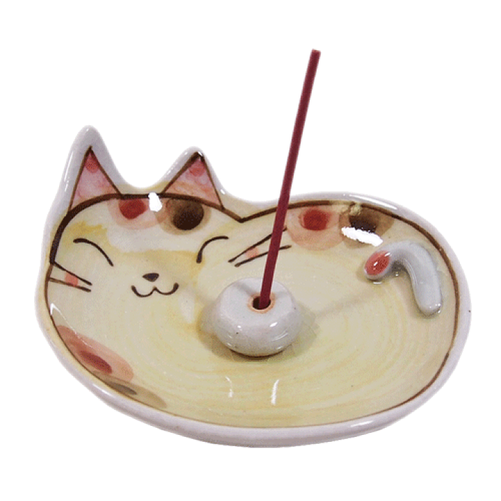 楽天市場】手描き猫 香立「ブチ」【香皿】【陶器】【ねこ