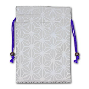 御朱印帳袋「麻の葉/シルバーグレー」 御朱印帳 巾着 麻の葉 2冊 マチなし 丸全