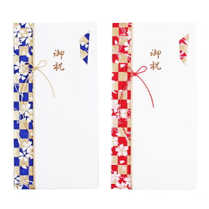 多当金封御祝「赤」「青」 祝儀袋 御祝 金封 多当式 赤 青 桜柄 和紙 文字入り 上品 のし袋 モンクハウス