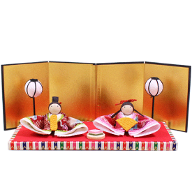 祝い雛雛人形 コンパクト 季節飾り ちりめん 置物 ひな祭り 桃の節句 丸全