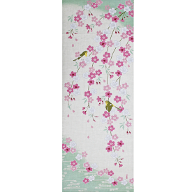 【3枚以上で送料無料】絵てぬぐい「しだれ夢桜」 濱文様 春 桜 鳥 花見 日本製 捺染手ぬぐい てぬぐい 手拭い 和風インテリア タペストリー 贈り物 ギフト お土産 壁掛け メール便
