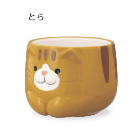 猫湯呑み「みけ/とら」 ねこ ネコ コップ 湯呑 陶器 ギフト 箱入り BOX入り DECOLE