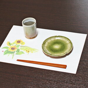 和紙テーブルマット「ひまわり」10枚入 敷き紙 敷紙 ランチョンマット ペーパーランチョンマット 夏 花 使い捨て 日本製 カミイソ産商