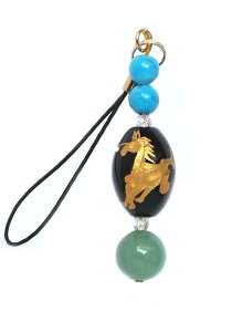 商売繁盛「左馬」開運ストラップ(根付兼用)