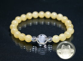 【森の哲学者】智恵と金運の「彫刻水晶」「イエロージェイド」ブレスレット！