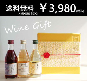 【送料無料】サントネージュ ワイン 山梨県産 3種 詰め合わせ ギフト 300ml×3種ワイン詰め合わせ ワインお祝い ワインセット オレンジワイン 国産ワイン 甲州ワイン 白ワイン 辛口 赤ワイン