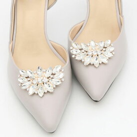 シューズクリップ 1ペア★送料無料★3点以上1190円★2個1組 靴飾り シューズパーツ シューズアクセサリー 靴クリップ キラキラ ゴージャス パンプス バッグ 取外しOK 着せ替え ウェディングシューズ ドレスシューズ ブライダルシューズ ポーチ付き