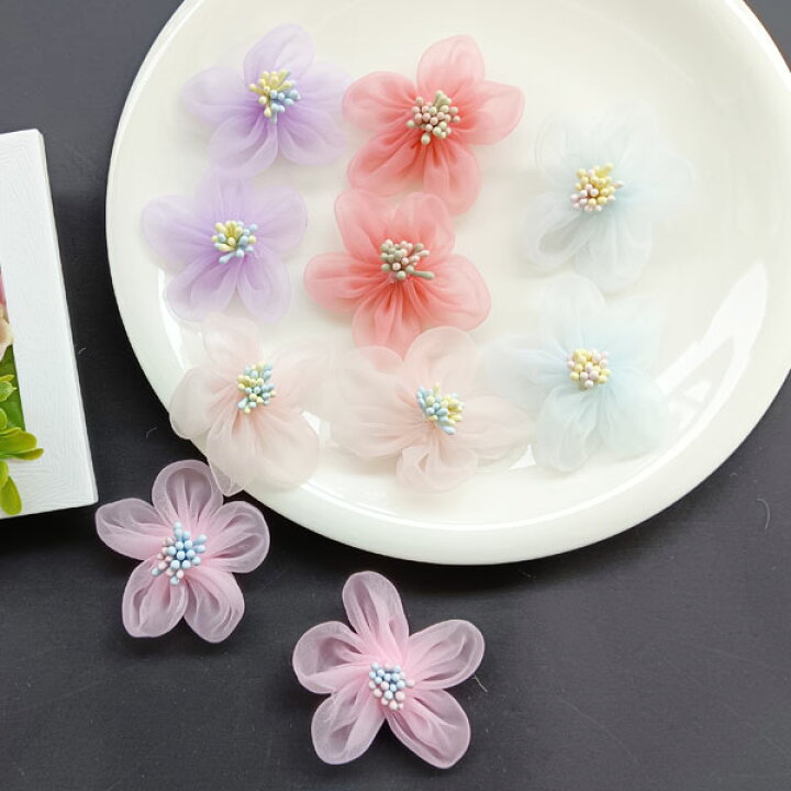 楽天市場】☆送料無料☆フラワーモチーフ10個セット 直径約5cm 