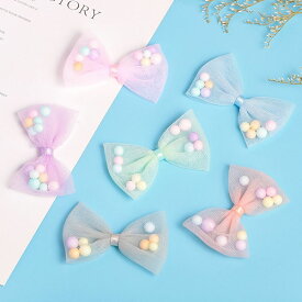 ★送料無料★リボンモチーフパーツ10個セット 約5cm 手芸 ハンドメイド 手作り モチーフ 髪飾り アクセサリー 手芸用品 手芸材料 パーツ 素材 資材 手芸 チュールモチーフ 材料