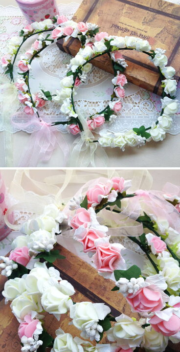 楽天市場 在庫一掃 ヘッドドレス 花冠 花かんむり フラワーティアラ 女の子 子ども ウエディング花かんむり フラワー花冠 ウエディング花冠 花カチューシャ フラワー造花 花輪 髪飾り ティアラ 森ガール 手作り 造花 花嫁 結婚式 海外旅行 Kosin