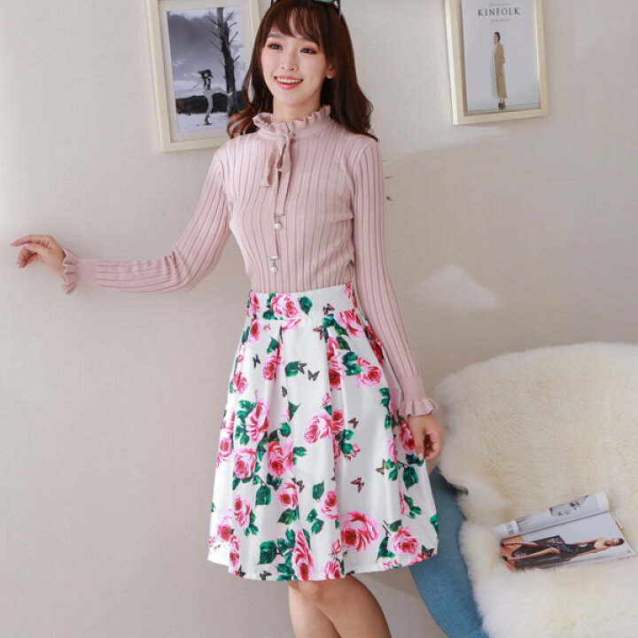 楽天市場】スカート☆送料無料☆花柄スカートAライン フラワースカート  