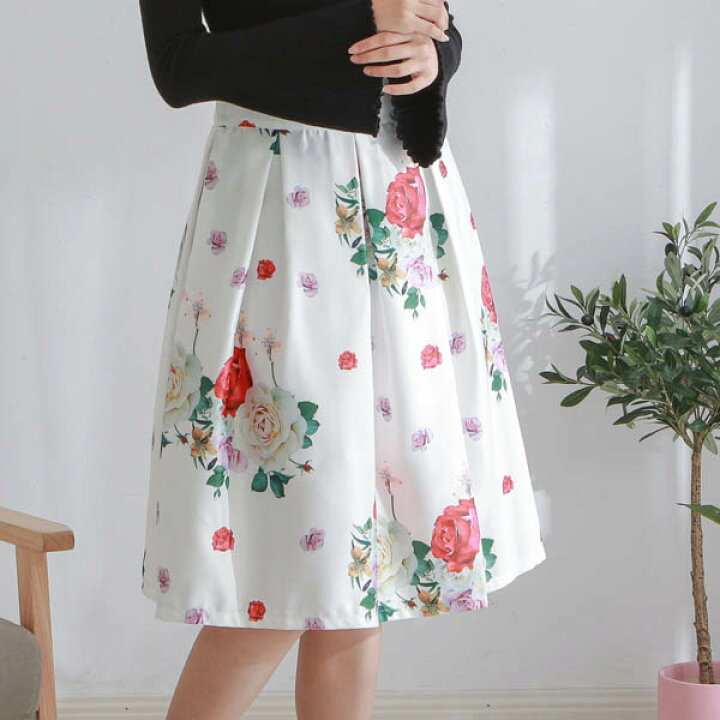 楽天市場】☆送料無料☆花柄スカートAライン フラワースカート 膝丈  